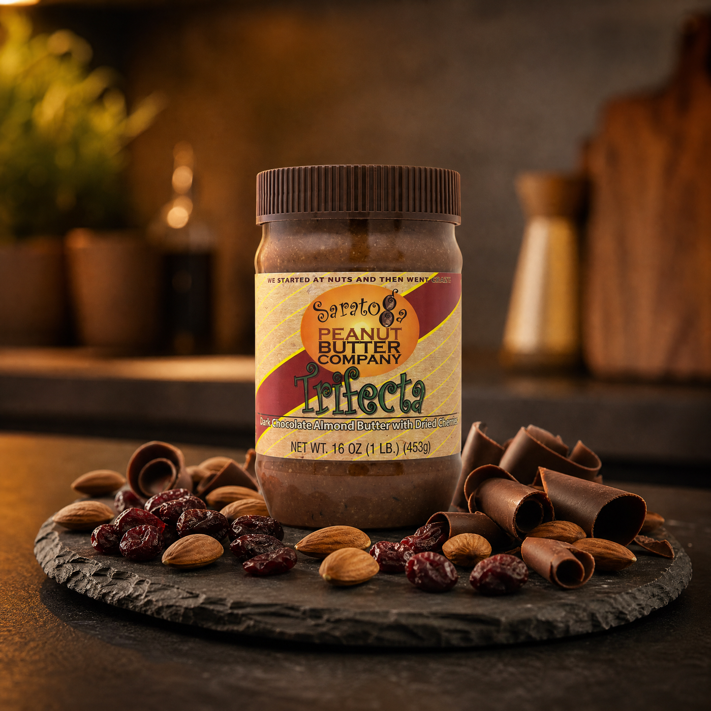 Trifecta – Dark Chocolate Almond Butter with Cherries